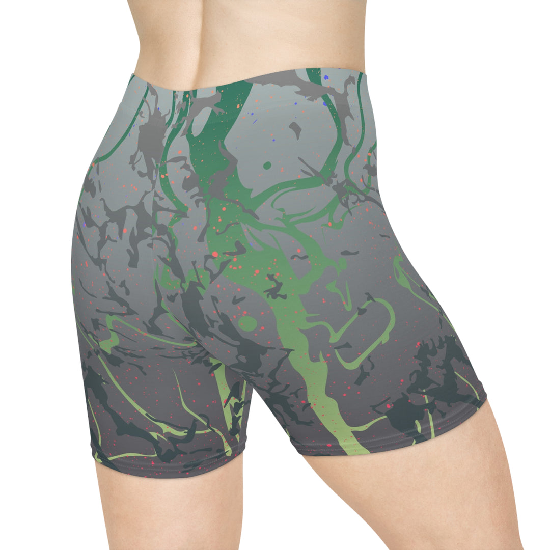 Dark Grey Green Mirage Biker Shorts