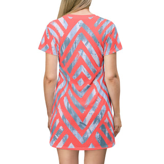 Geometric Print T-Shirt Dress - Casual Chic with Modern Vibes