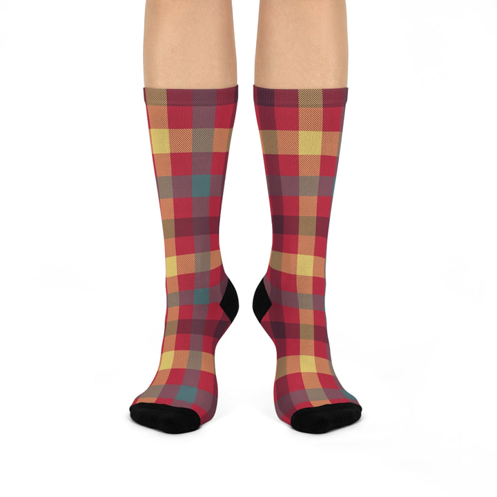 Red Checked Crew Socks