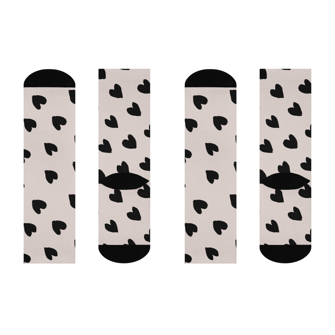 Cushioned Crew Socks with Heart Design