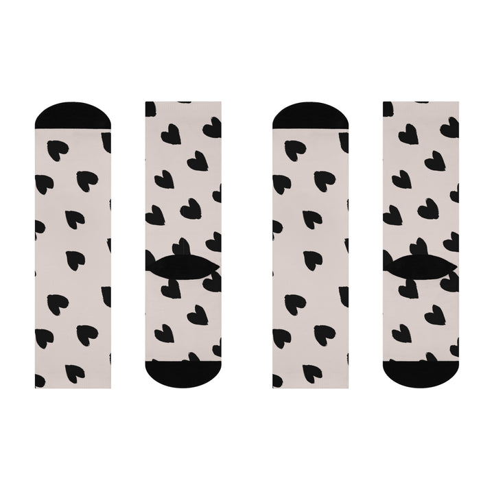 Cushioned Crew Socks with Heart Design