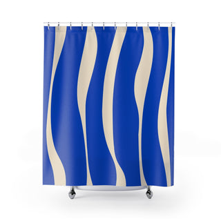 Elegant Blue Wave Shower Curtain for Modern Bathrooms