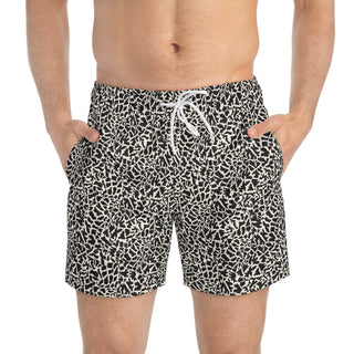 Stylish Black and Cream Pattern Swim Trunks for Beach Days