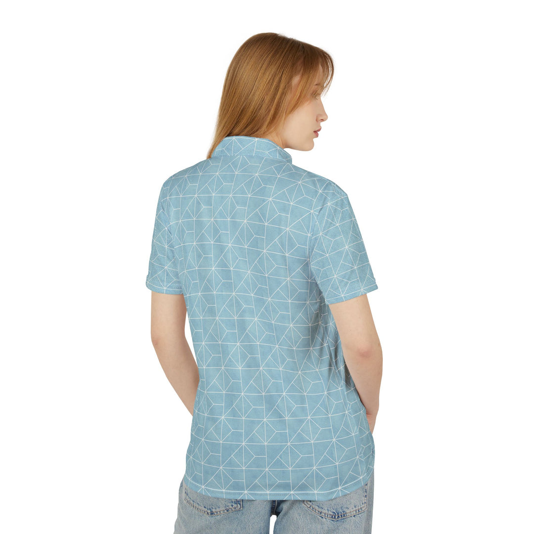Geometric Teal Polo Shirt